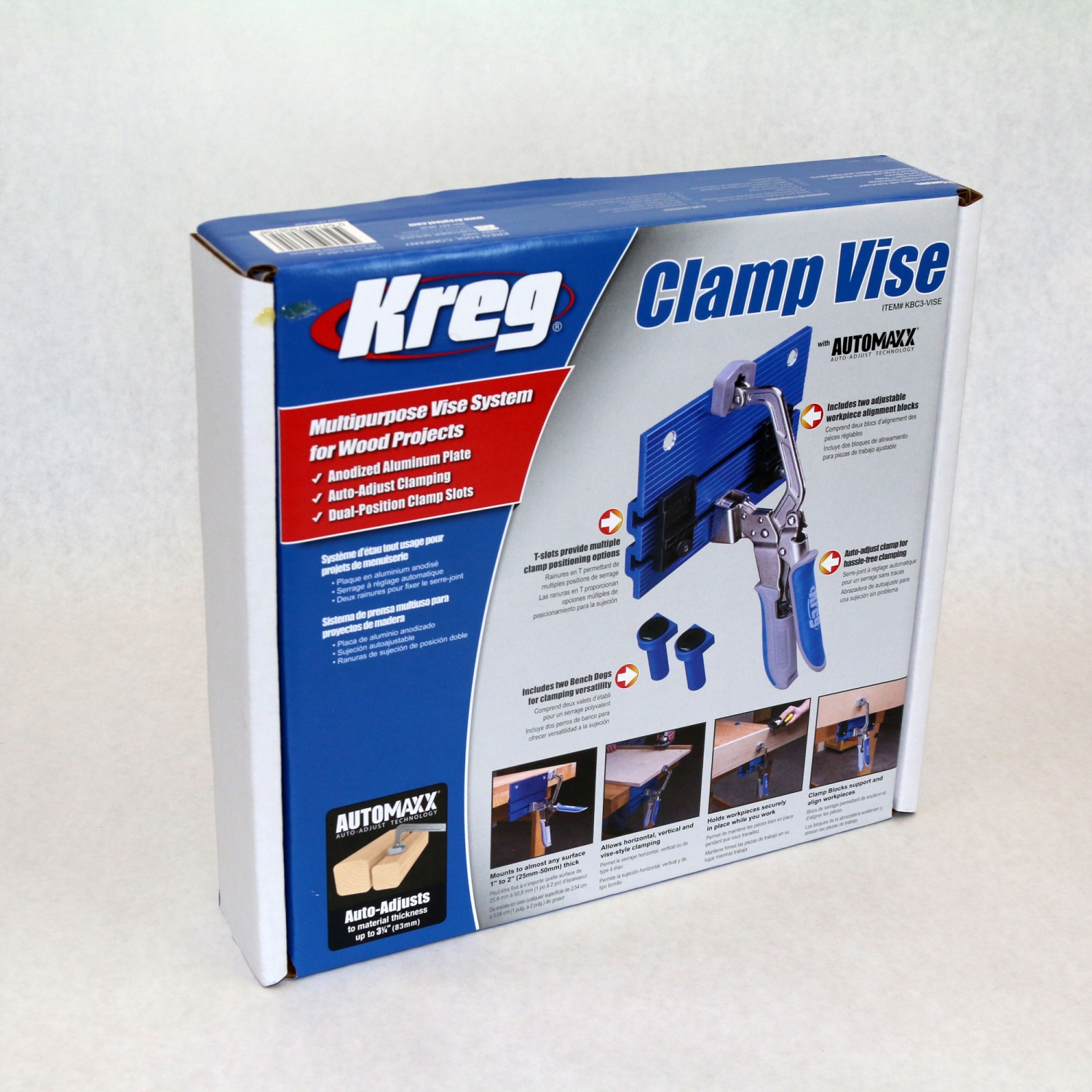 Kreg KBC3VISE Clamp Vise System, 3In Bench Clamp, Vise Plate, (2